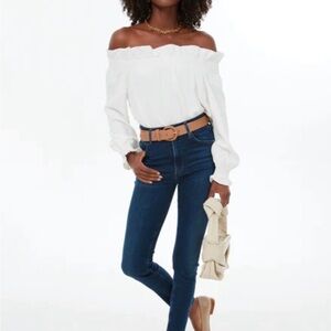Tuckernuck white off shoulder Marguerite blouse size small